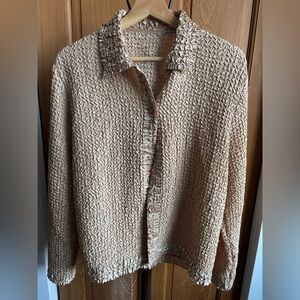 Crinkle button down cardigan